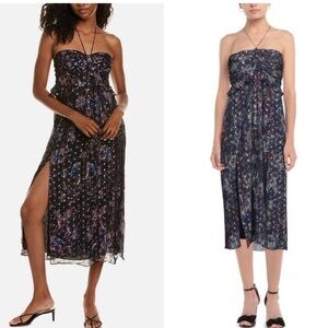 IRO Blue Halter Boho Midi Summer Dress Size 44